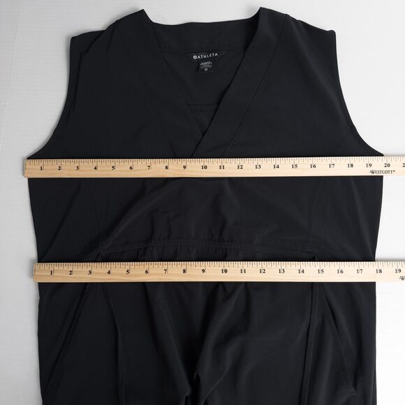 Athleta Marlow Maxi Dress Womens XS Black Side Slits Stretchy Oversized V Neck - Picture 4 of 16